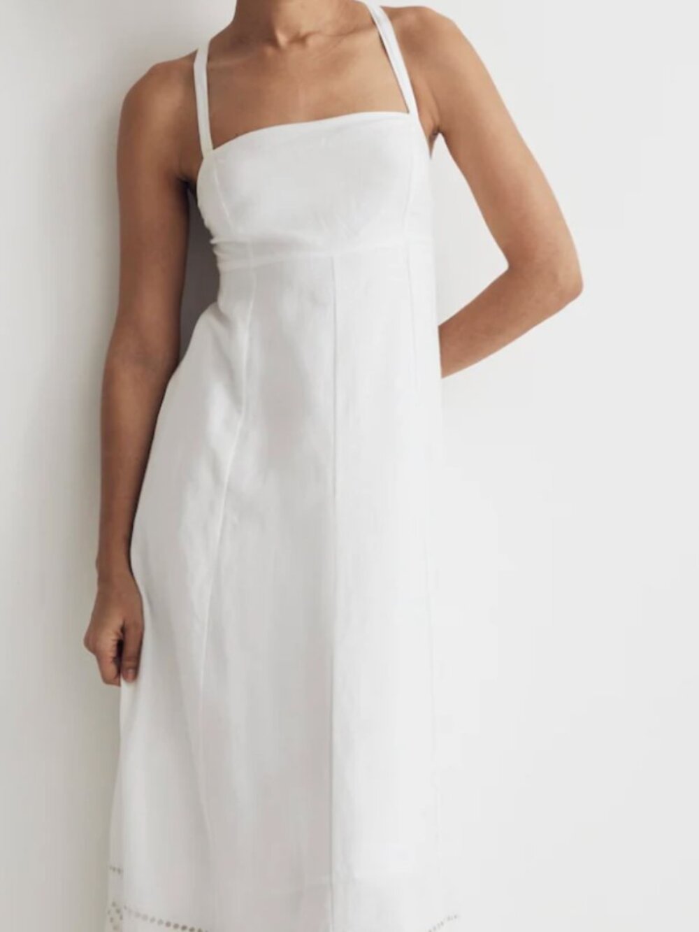 Made Well Embroidered Eyelet Tie-Back Cami Midi Dress | Size XS